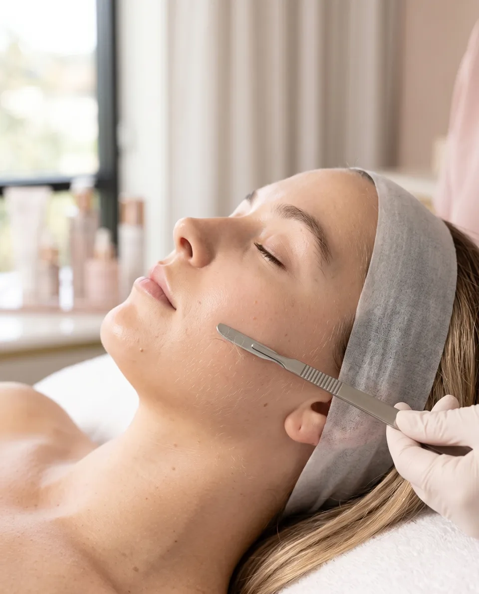 Dermaplaning treatment performed on a client at MIRRA BELLA in Sherman Oaks